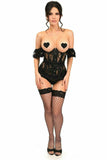 Daisy Corsets Lavish Sheer Black Lace Underbust Underwire Corset w/Ruffle Sleeve - Daisy Corsets - Flyclothing LLC
