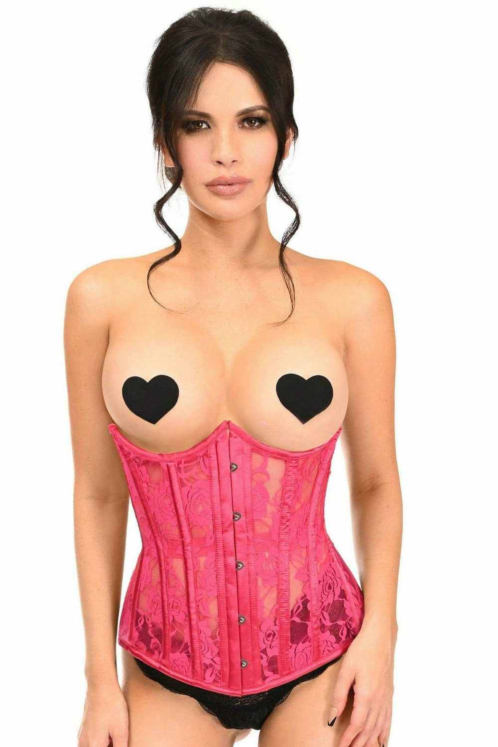 Daisy Corsets Lavish Fuchsia Sheer Lace Underwire Open Cup Underbust Corset - Daisy Corsets - Flyclothing LLC