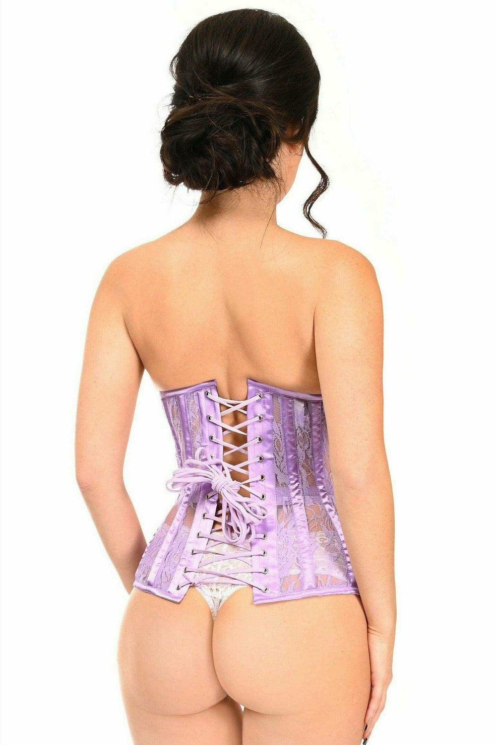 Daisy Corsets Lavish Lavender Sheer Lace Underwire Open Cup Underbust Corset - Daisy Corsets - Flyclothing LLC