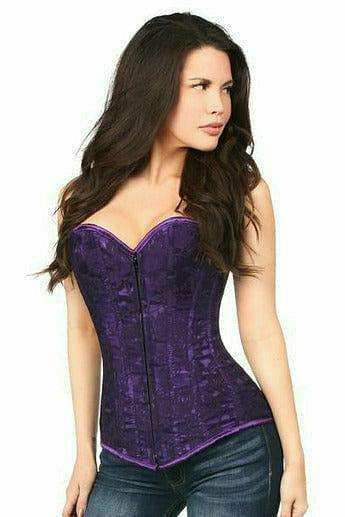 Daisy Corsets Lavish Dark Purple Lace Overbust Corset w/Zipper - Daisy Corsets - Flyclothing LLC