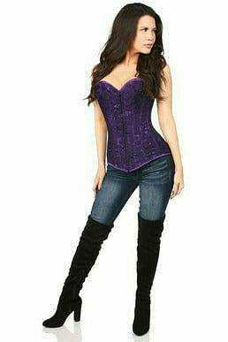 Daisy Corsets Lavish Dark Purple Lace Overbust Corset w/Zipper - Daisy Corsets - Flyclothing LLC