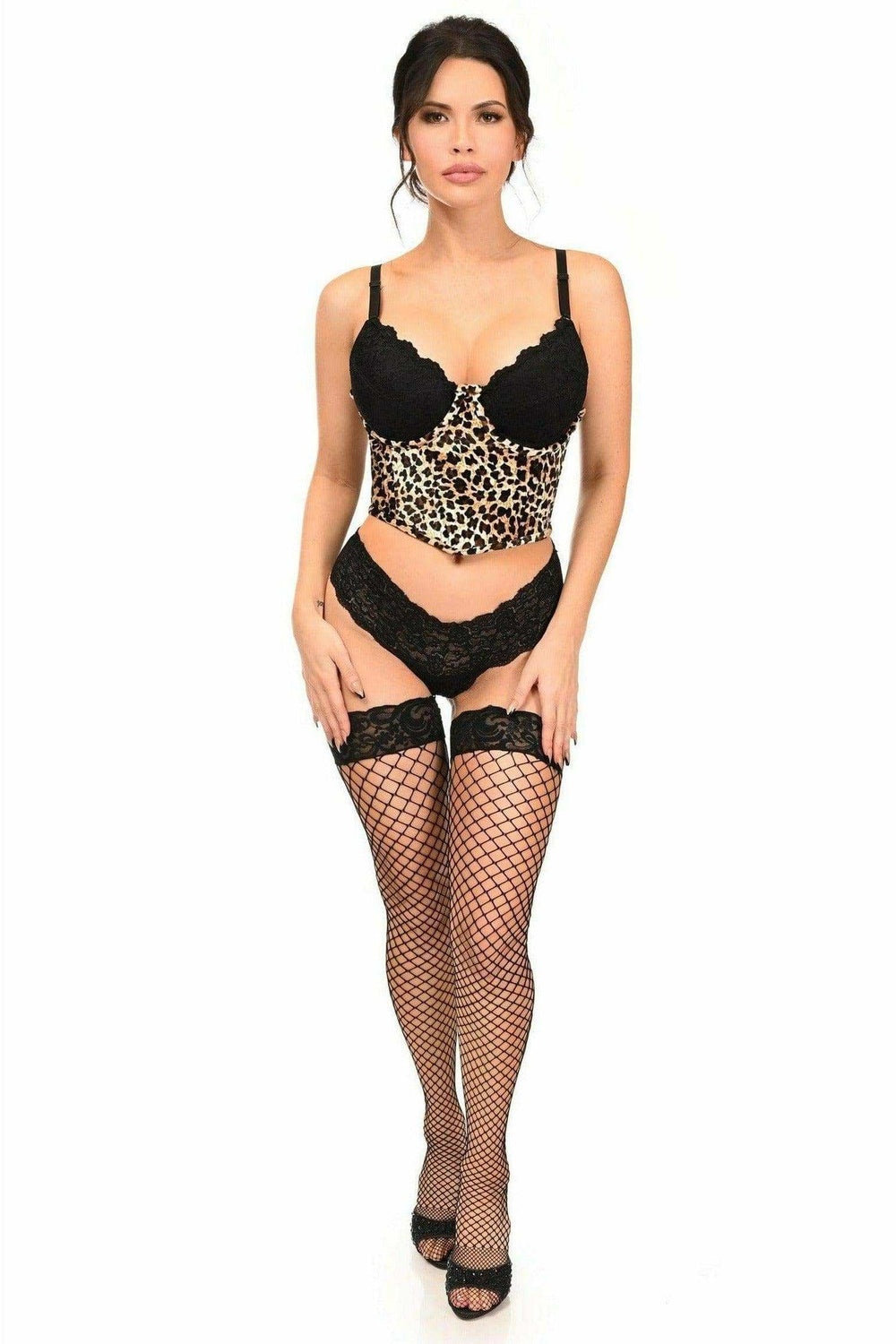Lavish Leopard Velvet Underwire Open Cup Cincher Corset - Daisy Corsets - Flyclothing LLC