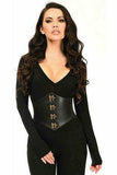 Daisy Corsets Lavish Black Faux Leather Corset Belt Cincher w/Clasps - Daisy Corsets - Flyclothing LLC