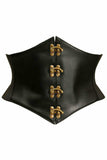 Daisy Corsets Lavish Black Faux Leather Corset Belt Cincher w/Clasps - Daisy Corsets - Flyclothing LLC