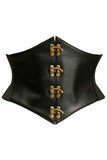 Daisy Corsets Lavish Black Faux Leather Corset Belt Cincher w/Clasps - Daisy Corsets - Flyclothing LLC