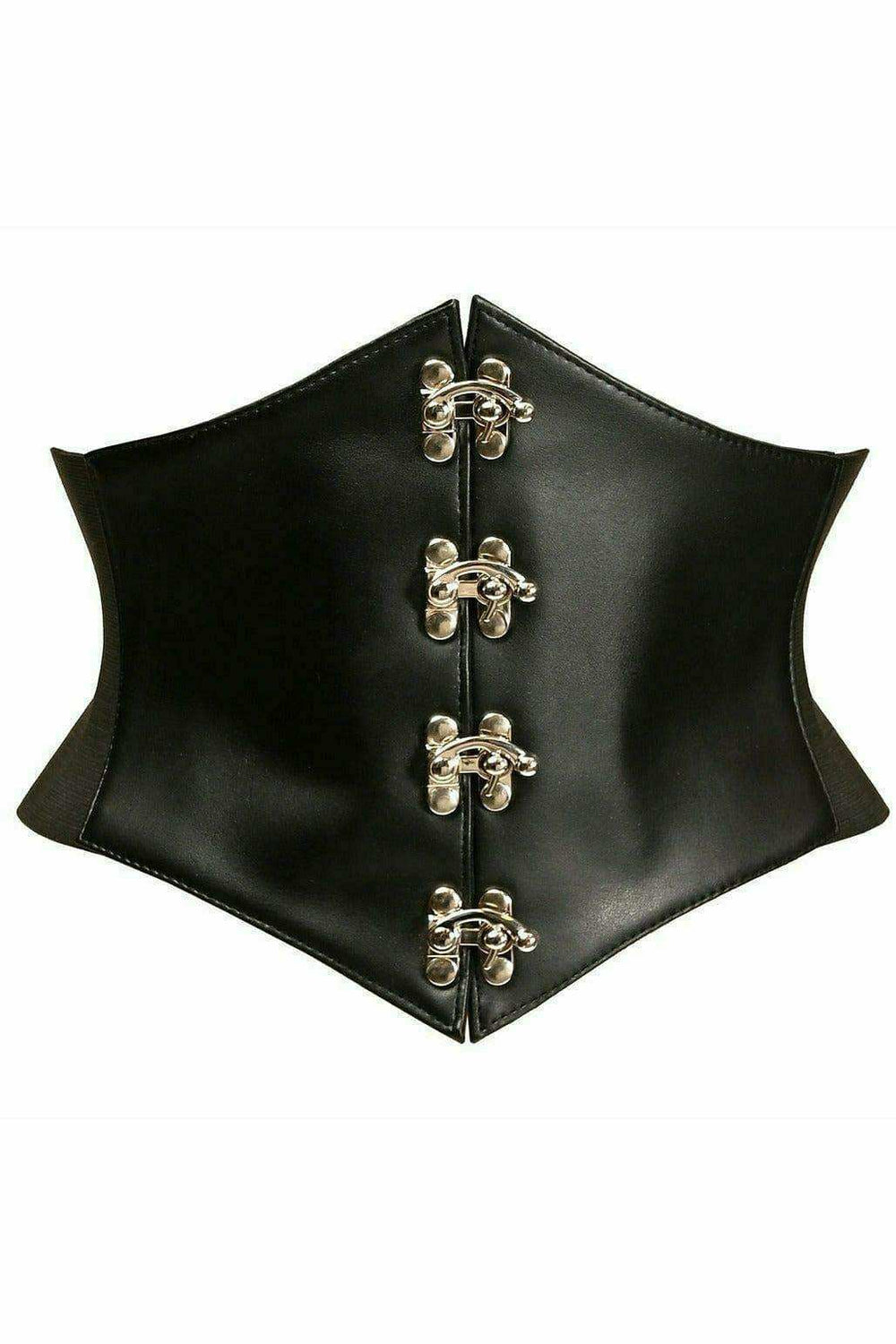 Daisy Corsets Lavish Black Faux Leather Corset Belt Cincher w/Clasps - Daisy Corsets - Flyclothing LLC