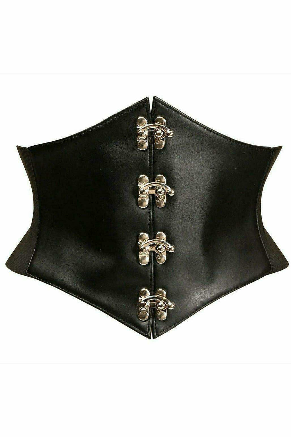 Daisy Corsets Lavish Black Faux Leather Corset Belt Cincher w/Clasps - Daisy Corsets - Flyclothing LLC