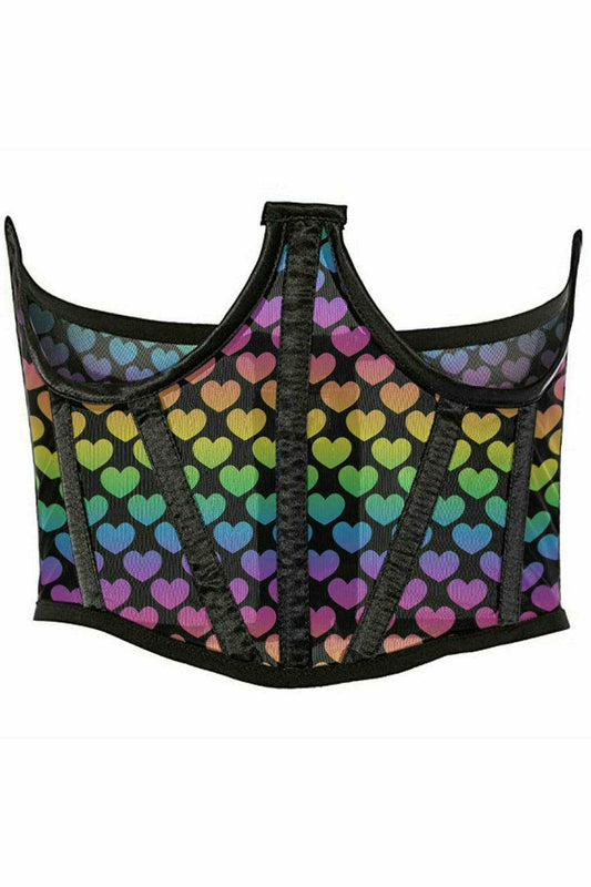 Daisy Corsets Lavish Rainbow Hearts Mesh Open Cup Waist Cincher - Daisy Corsets - Flyclothing LLC