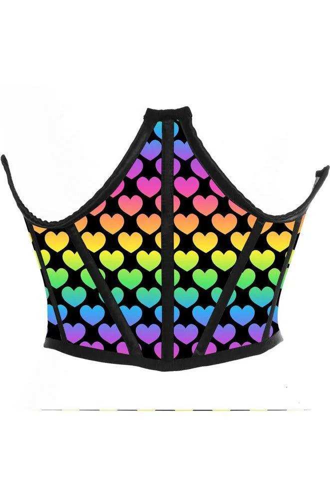 Daisy Corsets Lavish Rainbow Hearts Satin Underwire Waist Cincher Corset - Daisy Corsets - Flyclothing LLC