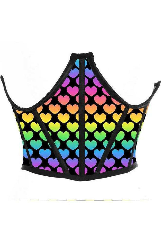 Daisy Corsets Lavish Rainbow Hearts Satin Underwire Waist Cincher Corset - Daisy Corsets - Flyclothing LLC