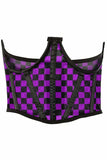 Daisy Corsets Lavish Neon Purple/Black Checker Print Mesh Open Cup Waist Cincher - Daisy Corsets - Flyclothing LLC