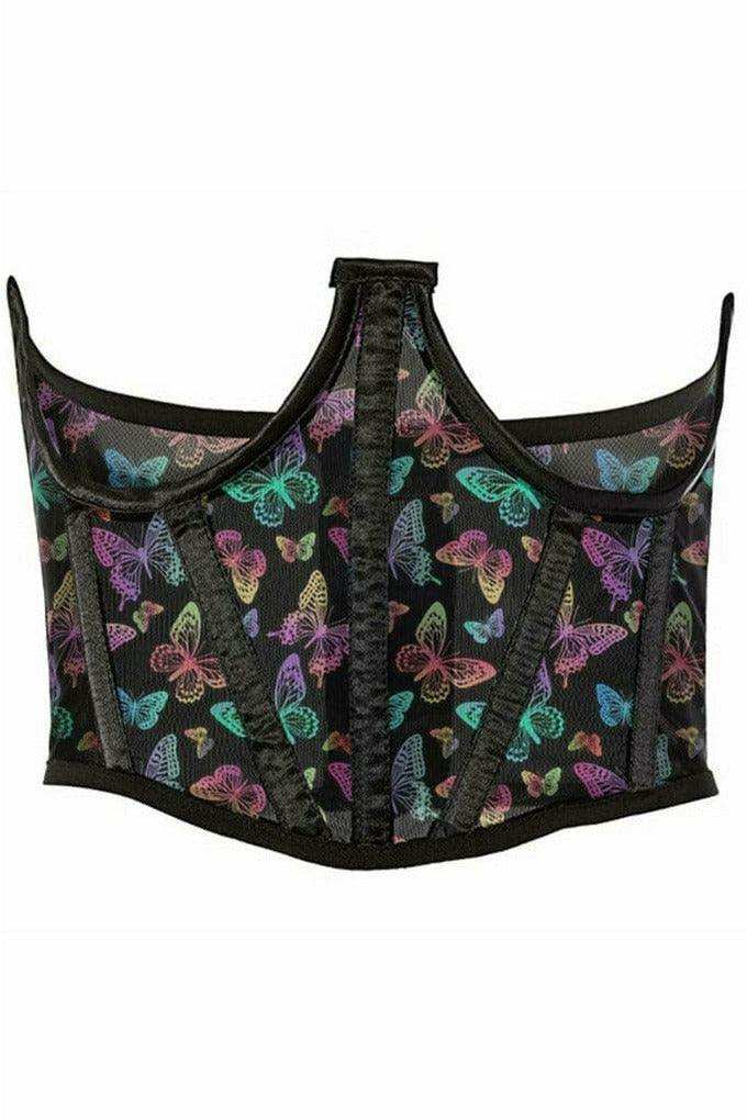 Daisy Corsets Lavish Neon Butterfly Print Mesh Open Cup Waist Cincher - Daisy Corsets - Flyclothing LLC