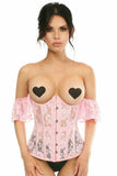 Daisy Corsets Lavish Sheer Lt Pink Lace Underbust Underwire Corset w/Ruffle Sleeve - Daisy Corsets - Flyclothing LLC