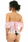 Daisy Corsets Lavish Sheer Lt Pink Lace Underbust Underwire Corset w/Ruffle Sleeve - Daisy Corsets - Flyclothing LLC
