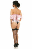 Daisy Corsets Lavish Sheer Lt Pink Lace Underbust Underwire Corset w/Ruffle Sleeve - Daisy Corsets - Flyclothing LLC