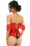 Daisy Corsets Lavish Sheer Red Lace Underbust Underwire Corset w/Ruffle Sleeve - Daisy Corsets - Flyclothing LLC
