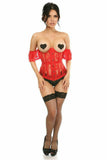 Daisy Corsets Lavish Sheer Red Lace Underbust Underwire Corset w/Ruffle Sleeve - Daisy Corsets - Flyclothing LLC