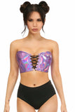 Daisy Corsets Lavish Lavender Holo Lace-Up Bustier Top - Daisy Corsets - Flyclothing LLC