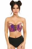 Daisy Corsets Lavish Rainbow Gold Holo Lace-Up Bustier Top - Daisy Corsets - Flyclothing LLC