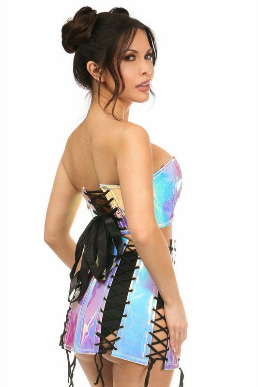 Daisy Corsets Lavish 2 PC Blue/Purple Holo Bustier & Skirt Set - Daisy Corsets - Flyclothing LLC