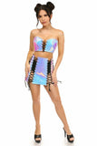 Daisy Corsets Lavish 2 PC Blue/Purple Holo Bustier & Skirt Set - Daisy Corsets - Flyclothing LLC