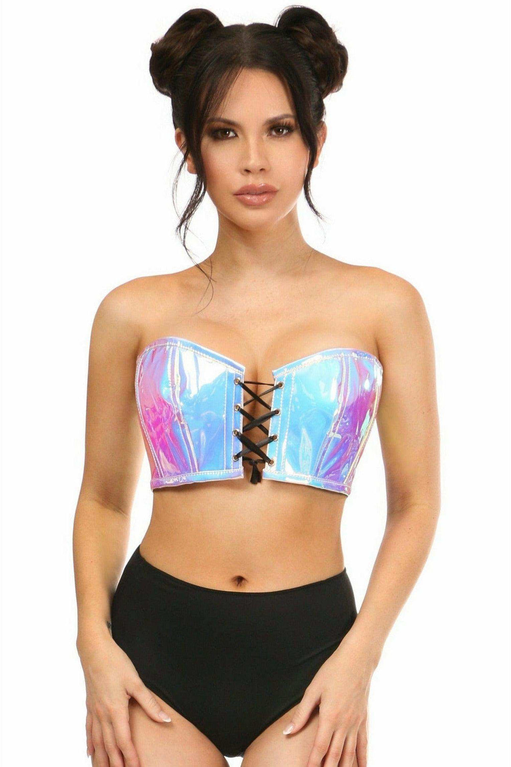 Daisy Corsets Lavish Blue/Purple Holo Lace-Up Bustier Top - Daisy Corsets - Flyclothing LLC