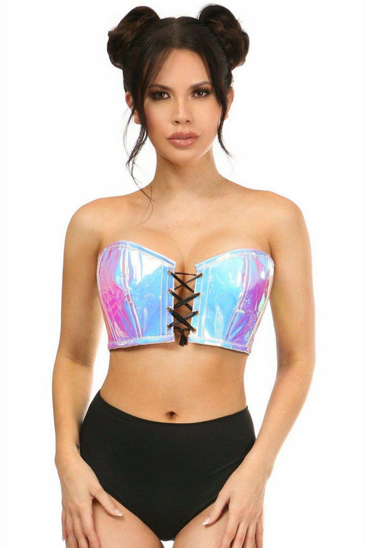 Daisy Corsets Lavish Blue/Purple Holo Lace-Up Bustier Top - Daisy Corsets - Flyclothing LLC