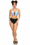 Daisy Corsets Lavish Blue/Purple Holo Lace-Up Bustier Top - Daisy Corsets - Flyclothing LLC