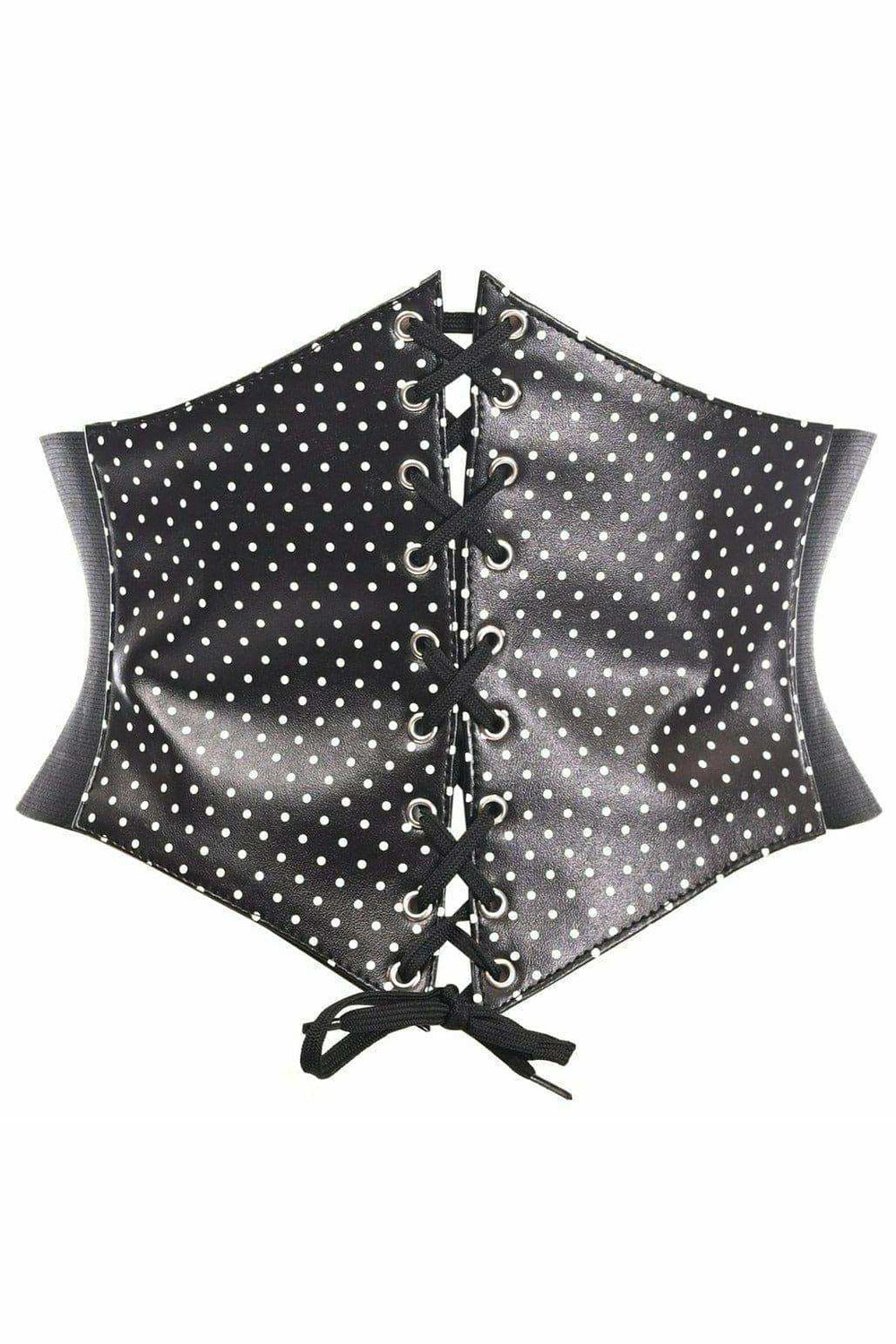 Daisy Corsets Lavish Black & White Polka Dot Lace-Up Corset Belt Cincher - Daisy Corsets - Flyclothing LLC