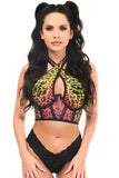 Daisy Corsets Lavish Rainbow Leopard Mesh Underwire Cincher w/Built In Halter Top - Daisy Corsets - Flyclothing LLC