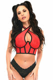 Lavish Red Mesh Underwire Cincher w/Built In Halter Top - Daisy Corsets - Flyclothing LLC