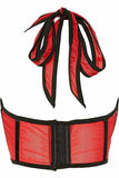 Lavish Red Mesh Underwire Cincher w/Built In Halter Top - Daisy Corsets - Flyclothing LLC
