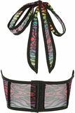 Lavish Rainbow Animal Print Mesh Underwire Cincher w/Built In Halter Top - Daisy Corsets - Flyclothing LLC