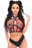 Daisy Corsets Lavish Orange Tie-Dye Mesh Underwire Cincher w/Built In Halter Top - Daisy Corsets - Flyclothing LLC