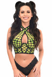 Daisy Corsets Lavish Black/Green Checker Mesh Underwire Cincher w/Built In Halter Top - Daisy Corsets - Flyclothing LLC