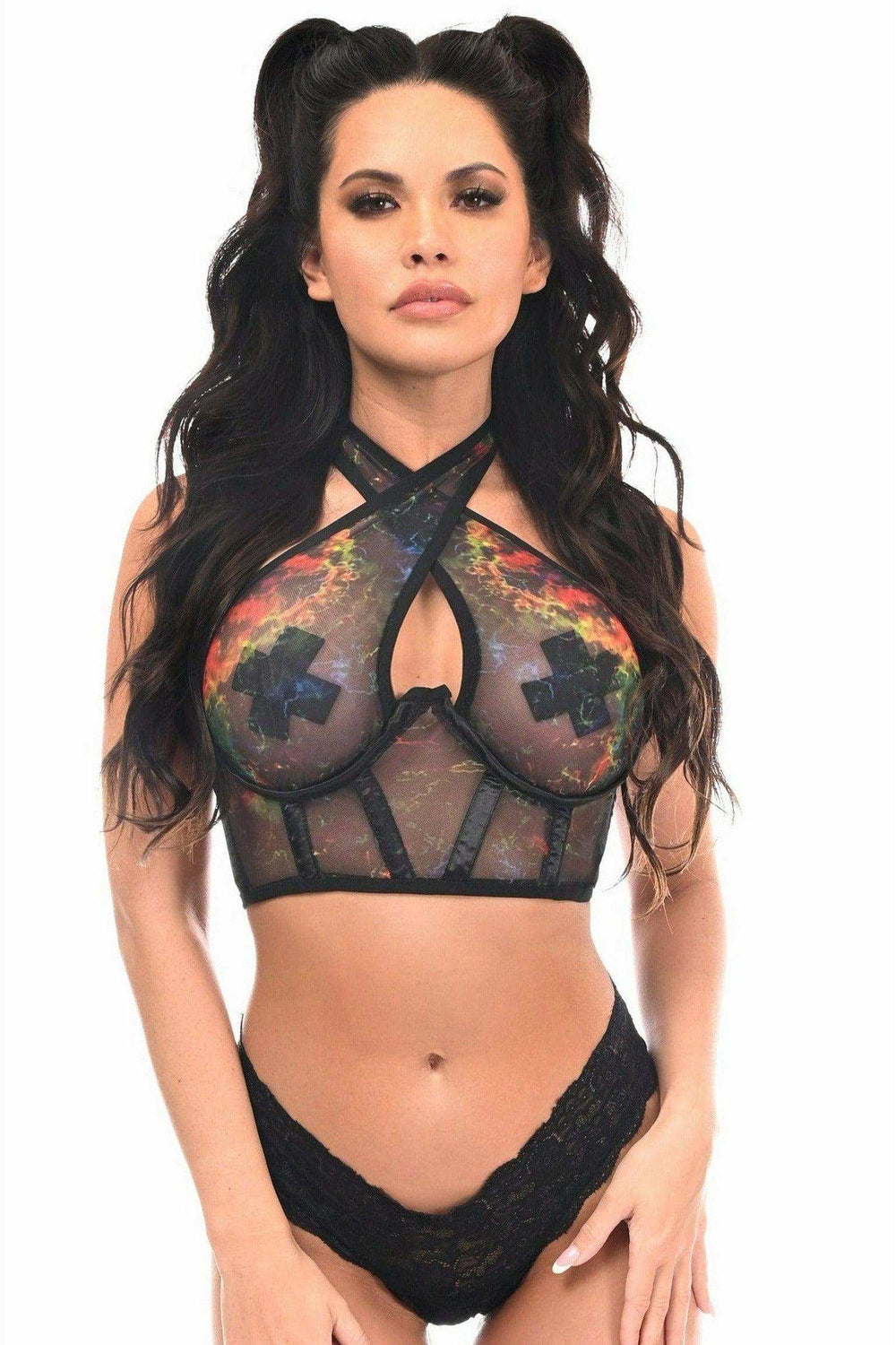 Daisy Corsets Lavish Multi Mesh Underwire Cincher w/Built In Halter Top - Daisy Corsets - Flyclothing LLC