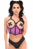 Daisy Corsets Lavish Neon Purple Underwire Open Cup Mesh Cincher w/Criss Cross Back - Daisy Corsets - Flyclothing LLC