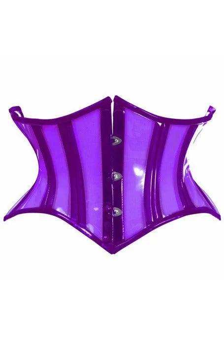 Daisy Corsets Lavish Clear Purple Curvy Cut Mini Cincher Corset - Daisy Corsets - Flyclothing LLC