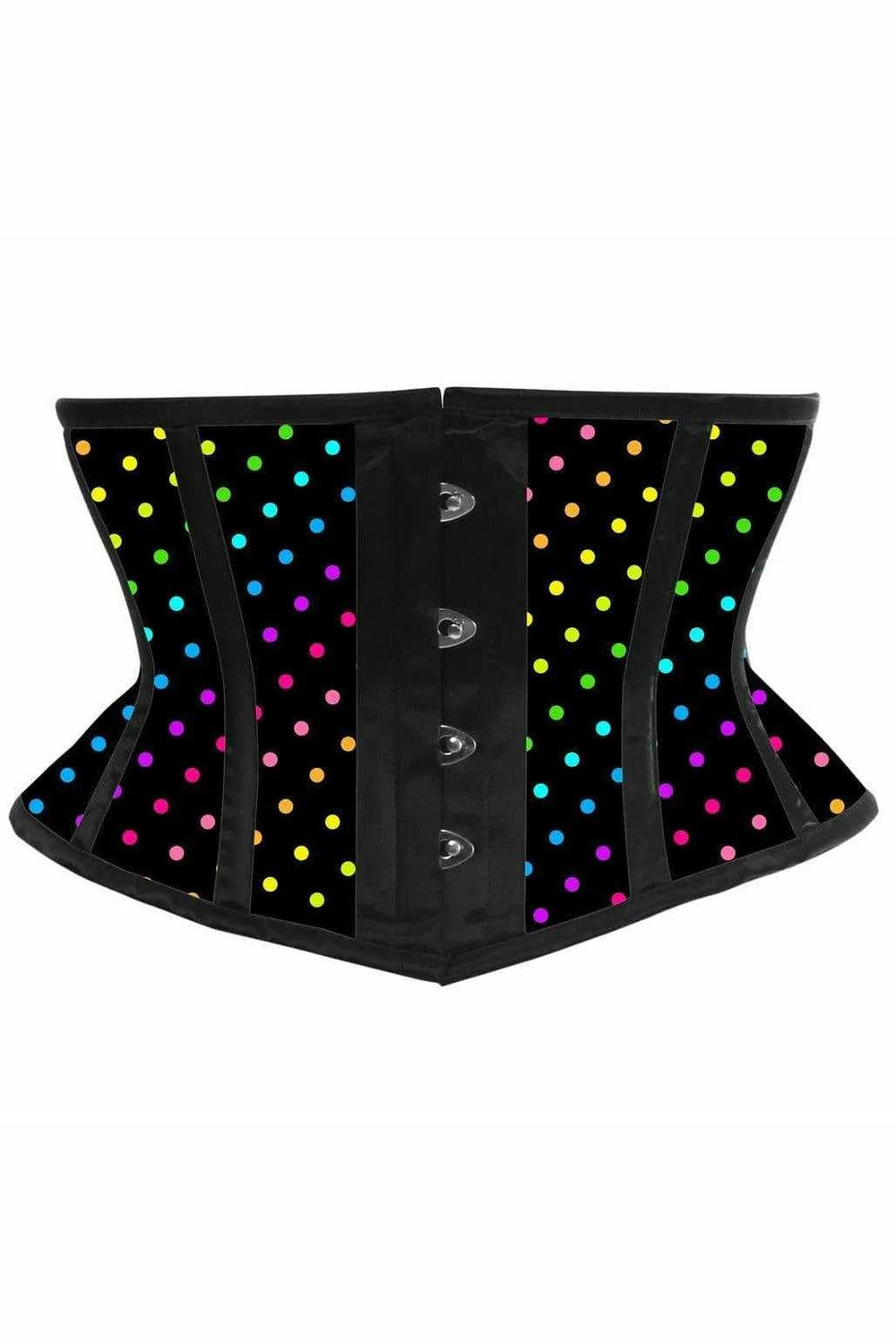 Daisy Corsets Lavish Rainbow Polka Dot Print Satin Mini Cincher Corset - Daisy Corsets - Flyclothing LLC