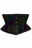 Daisy Corsets Lavish Rainbow Polka Dot Print Satin Mini Cincher Corset - Daisy Corsets - Flyclothing LLC