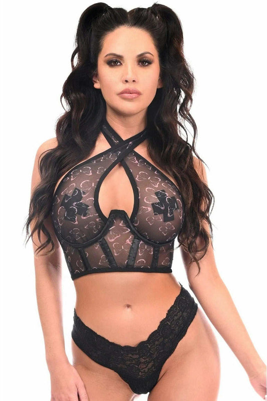 Daisy Corsets Lavish Pink Butterfly Underwire Cincher w/Built In Halter Top - Daisy Corsets - Flyclothing LLC