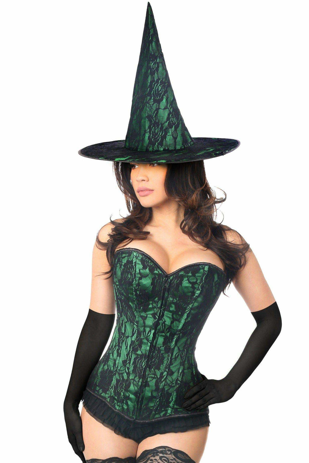 Daisy Corsets Lavish 3 PC Spellbound Green Lace Witch Corset Costume - Daisy Corsets - Flyclothing LLC