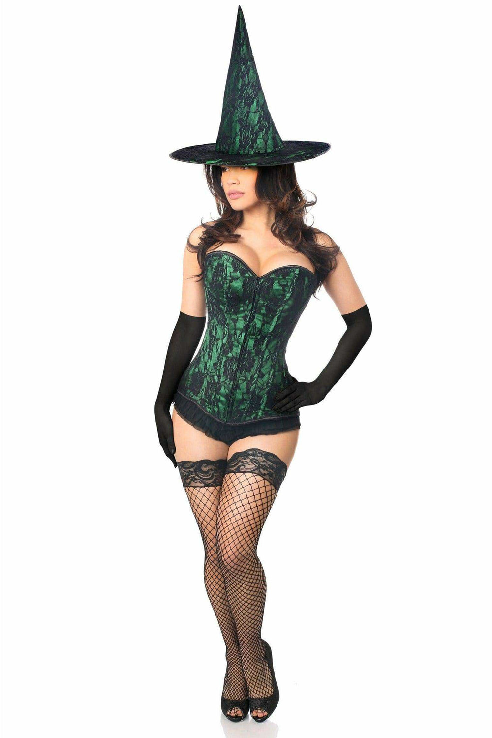 Lavish 3 PC Spellbound Green Lace Witch Corset Costume - Daisy Corsets - Flyclothing LLC