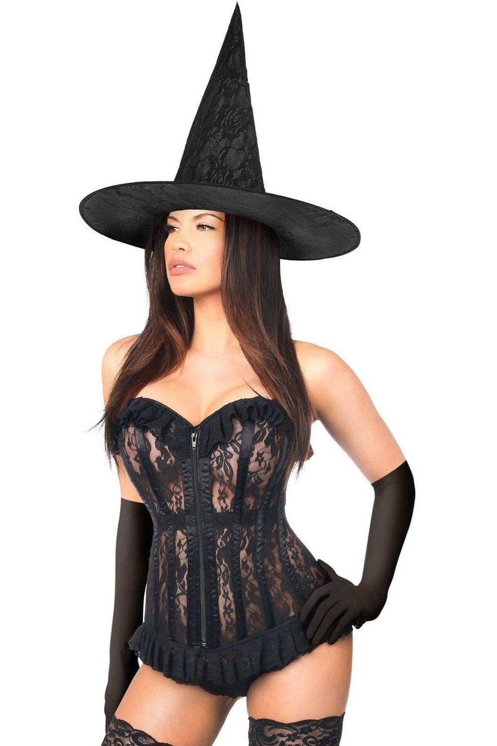 Daisy Corsets Lavish 3 PC Sheer Lace Witch Corset Costume - Daisy Corsets - Flyclothing LLC