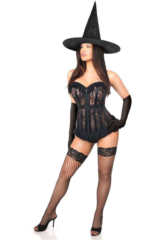 Daisy Corsets Lavish 3 PC Sheer Lace Witch Corset Costume - Daisy Corsets - Flyclothing LLC