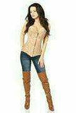 Daisy Corsets Lavish Dark Beige Lace Overbust Corset w/Zipper - Daisy Corsets - Flyclothing LLC