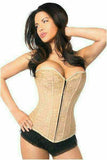 Daisy Corsets Lavish Dark Beige Lace Overbust Corset w/Zipper - Daisy Corsets - Flyclothing LLC