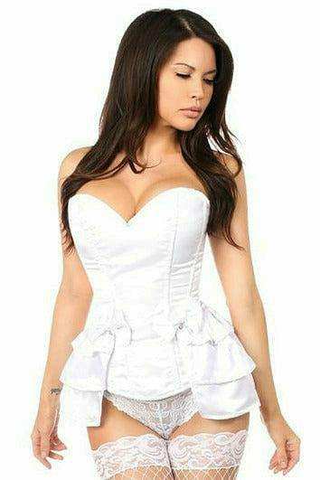 Daisy Corsets Lavish White Satin Corset w/Removable Snap on Skirt - Daisy Corsets - Flyclothing LLC