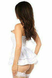 Daisy Corsets Lavish White Satin Corset w/Removable Snap on Skirt - Daisy Corsets - Flyclothing LLC