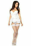 Daisy Corsets Lavish White Satin Corset w/Removable Snap on Skirt - Daisy Corsets - Flyclothing LLC